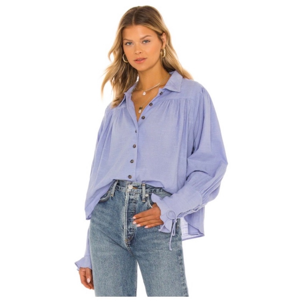 Free People Kiss Kiss Laced Cuff Blouse